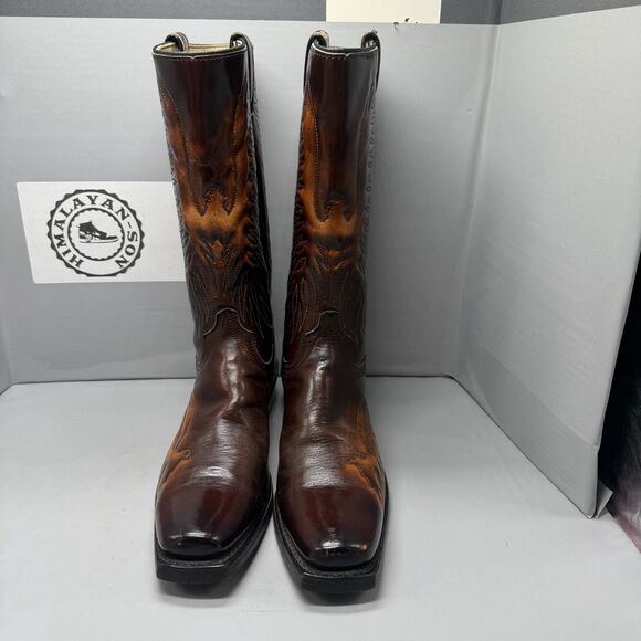 Vintage Wrangler Phoenix Cowboy Boots Mens 8.5D Brown Leather Western Made USA main image 7